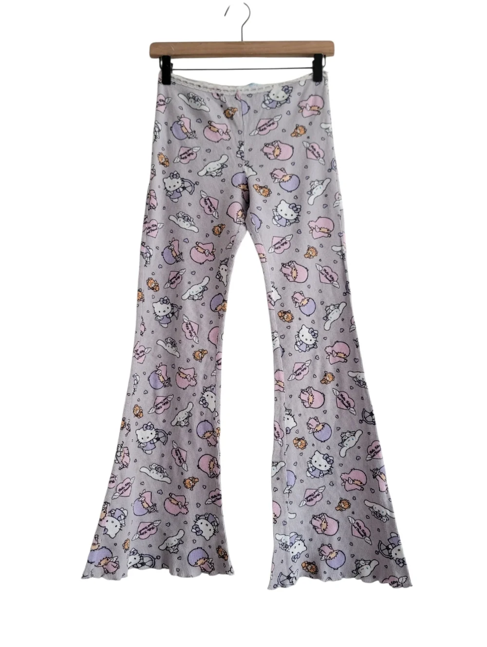 Hello‎ Kitty and Friends Sanrio Forever 21 Waffle Knit Flared Pajama Pants Lace